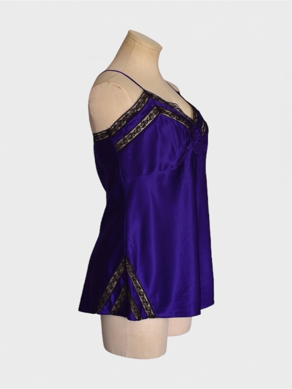 Victorias Secret Vintage 80s Satin Lace Appliqué Teddy Lingerie Romper - Picture 2 of 5